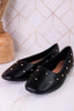 "Don't Be Rude" Black Silver Studded Flats