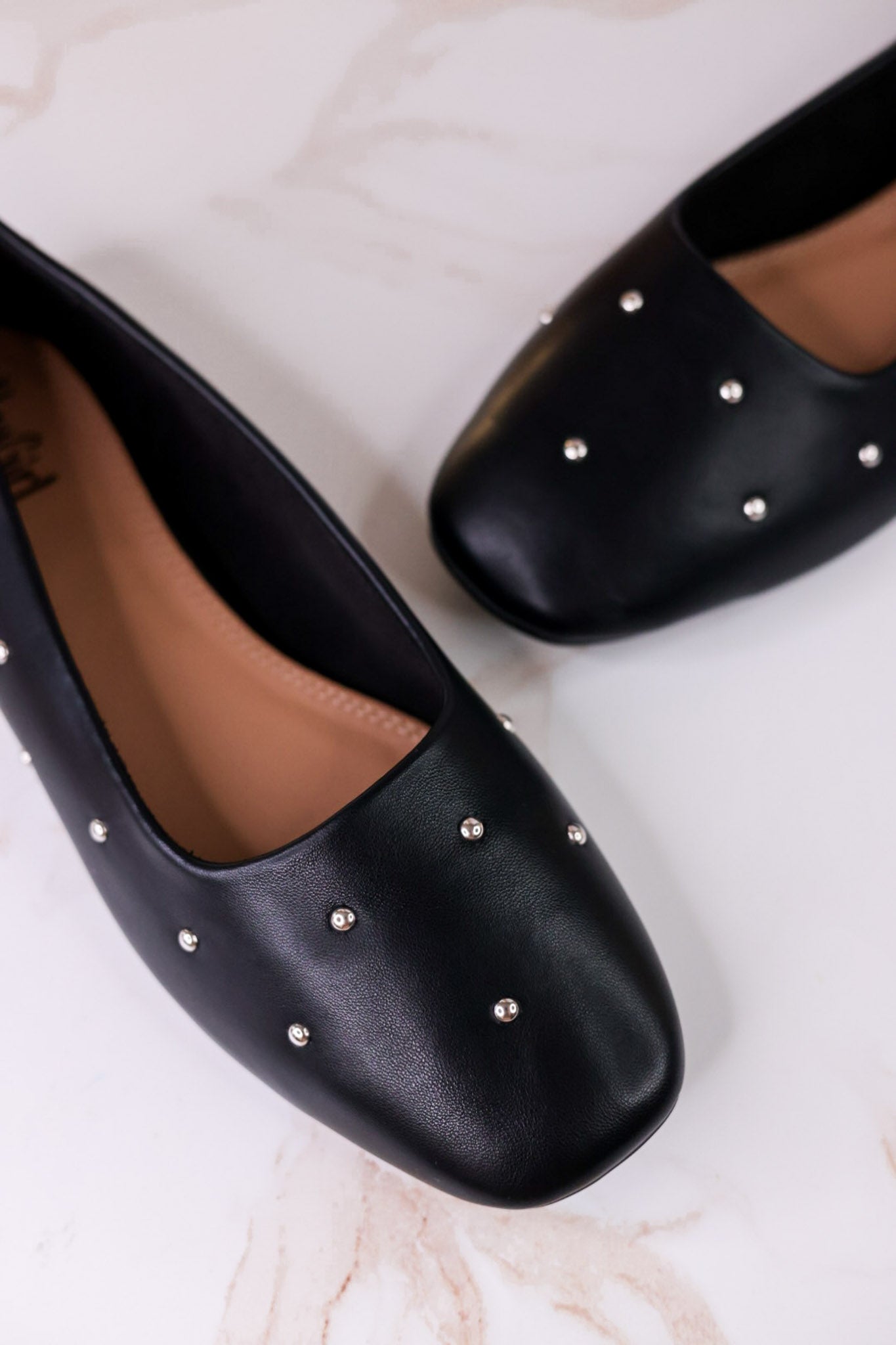 "Don't Be Rude" Black Silver Studded Flats