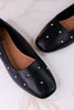 "Don't Be Rude" Black Silver Studded Flats