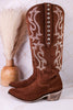 Liberty Black Selma Wide Calf Gamuza Leather Boots In Arena Brown