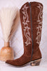 Liberty Black Selma Wide Calf Gamuza Leather Boots In Arena Brown