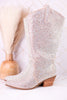 Pony Up Clear Rhinestone Wide Calve Boots