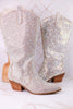 Pony Up Clear Rhinestone Wide Calve Boots