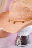 Crochet Raffia Cattleman's Womens Hat W/ Golf Chain