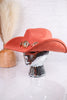 Adjustable Rust Cowgirl Hat W/ Turquoise Concho Chain
