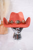 Adjustable Rust Cowgirl Hat W/ Turquoise Concho Chain