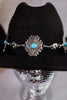 Adjustable Black Cowgirl Hat W/ Turquoise Stud Concho