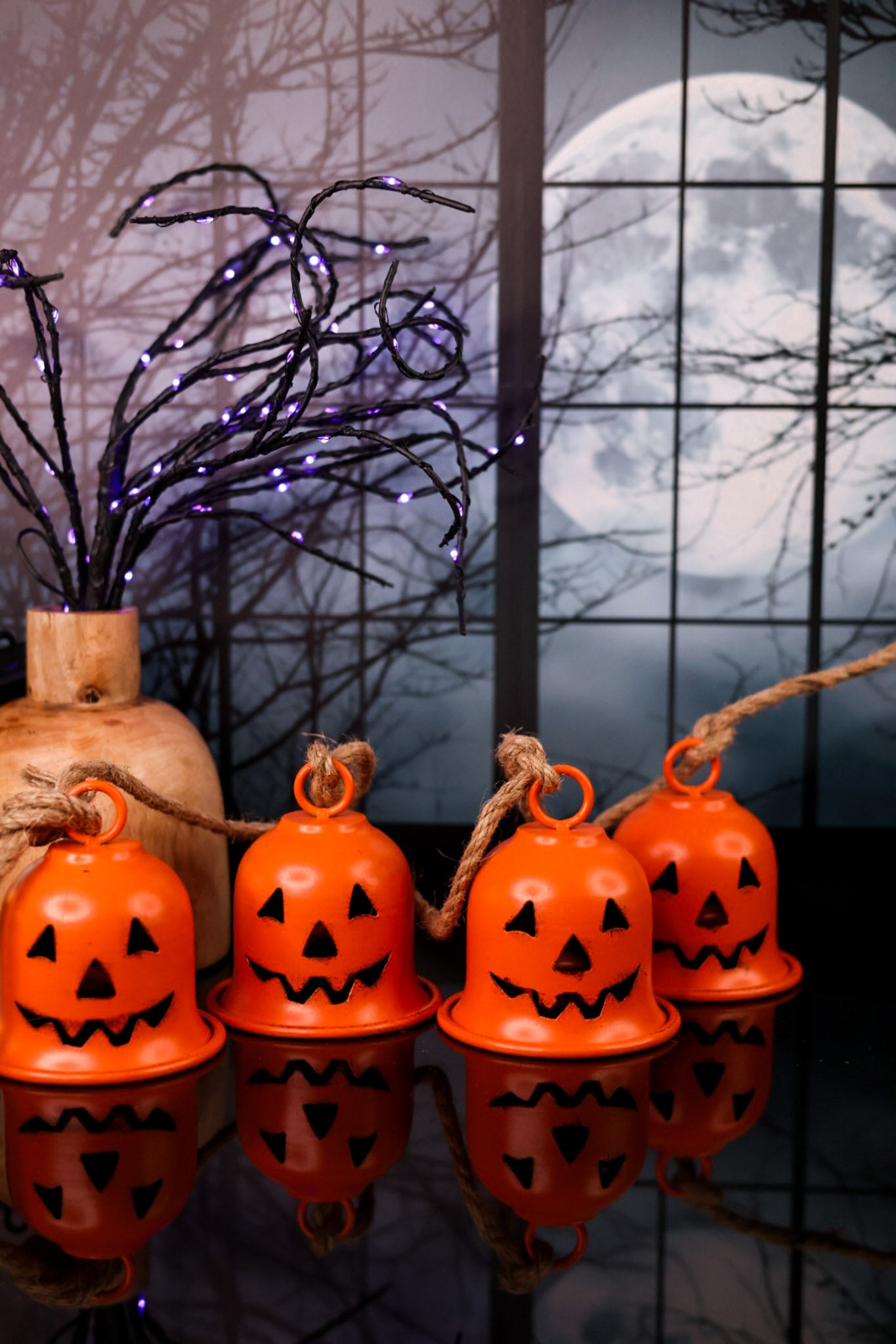 Metal Jack-O-Lantern Bell Garland