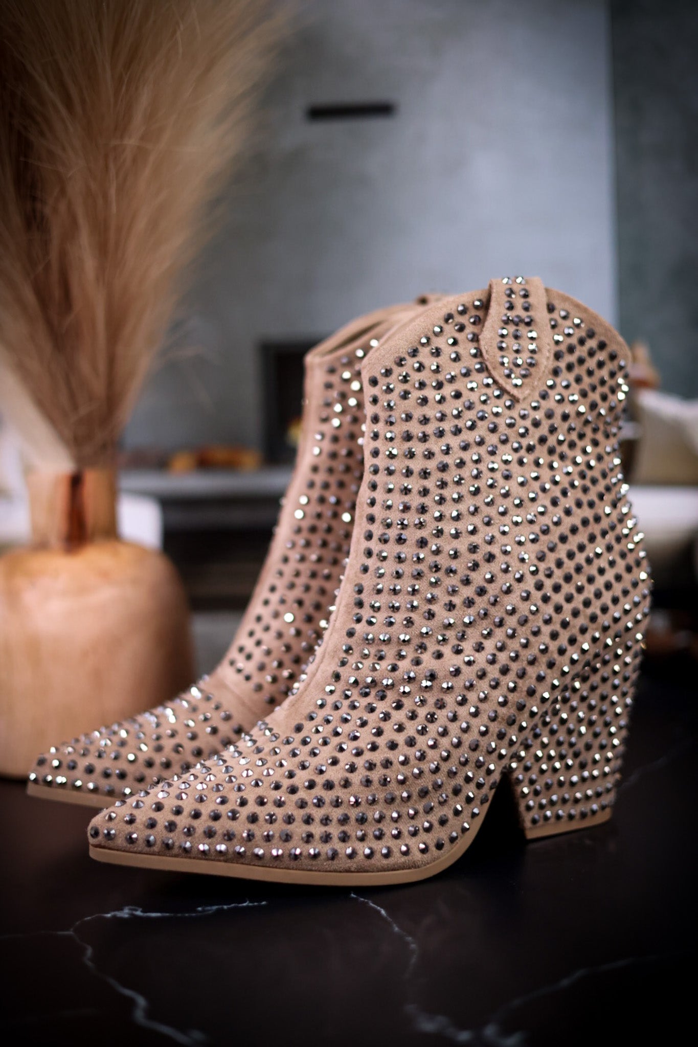 Swagger Taupe Rhinestone Boots