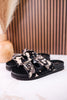 Midnight Grove Black & White Hairon Leather Sandals