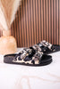 Midnight Grove Black & White Hairon Leather Sandals