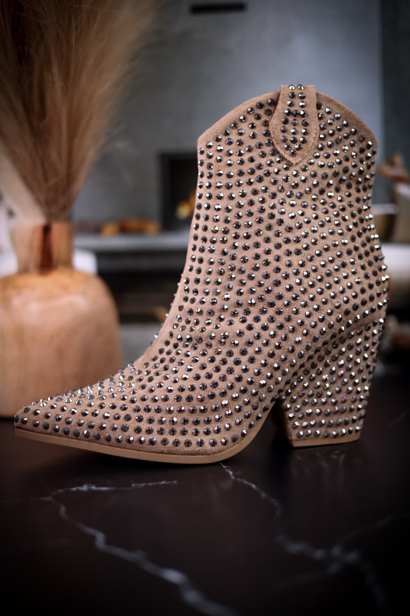 Swagger Taupe Rhinestone Boots