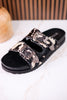 Midnight Grove Black & White Hairon Leather Sandals
