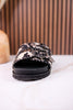 Midnight Grove Black & White Hairon Leather Sandals