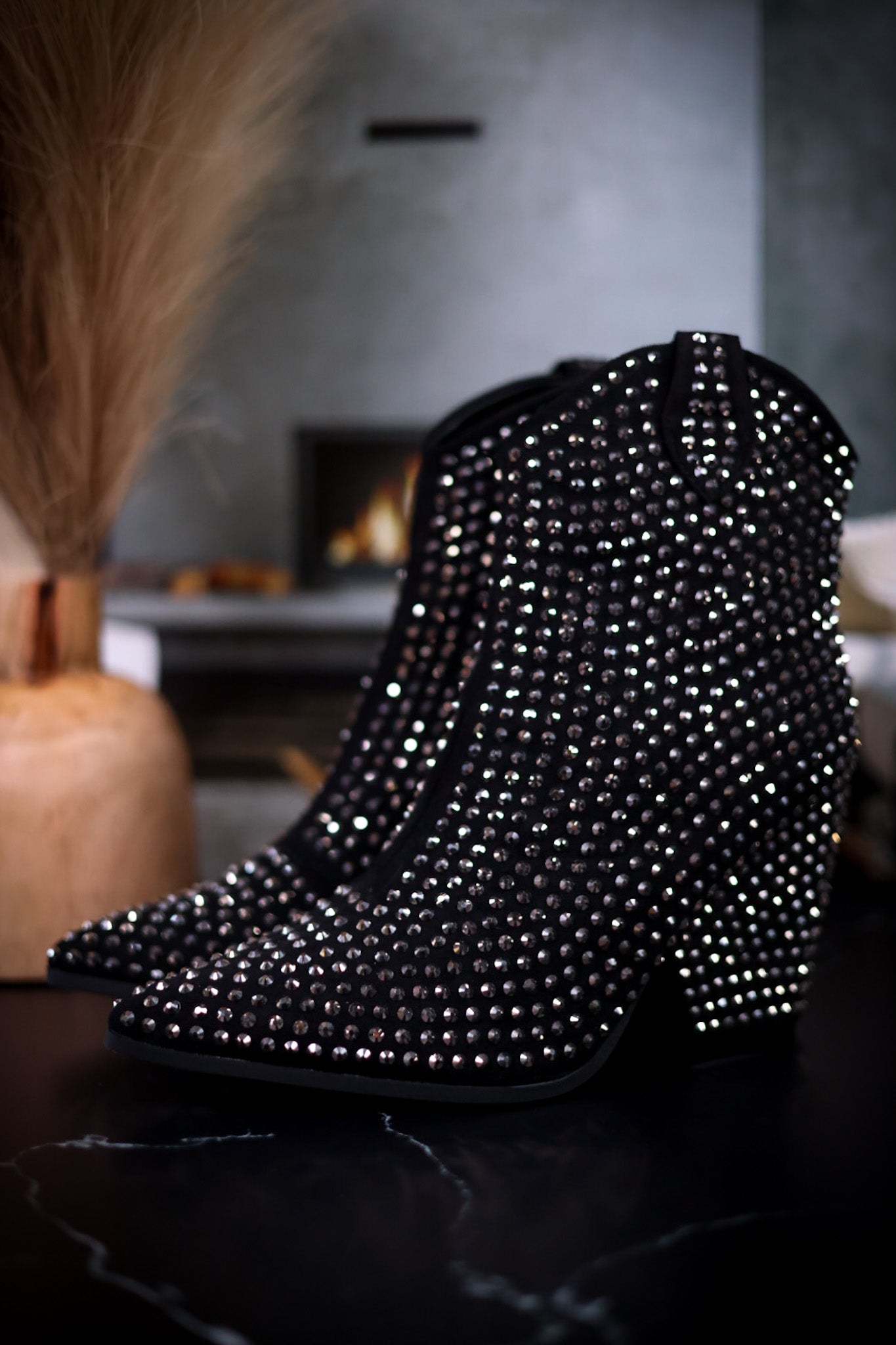 Swagger Black Rhinestone Boots