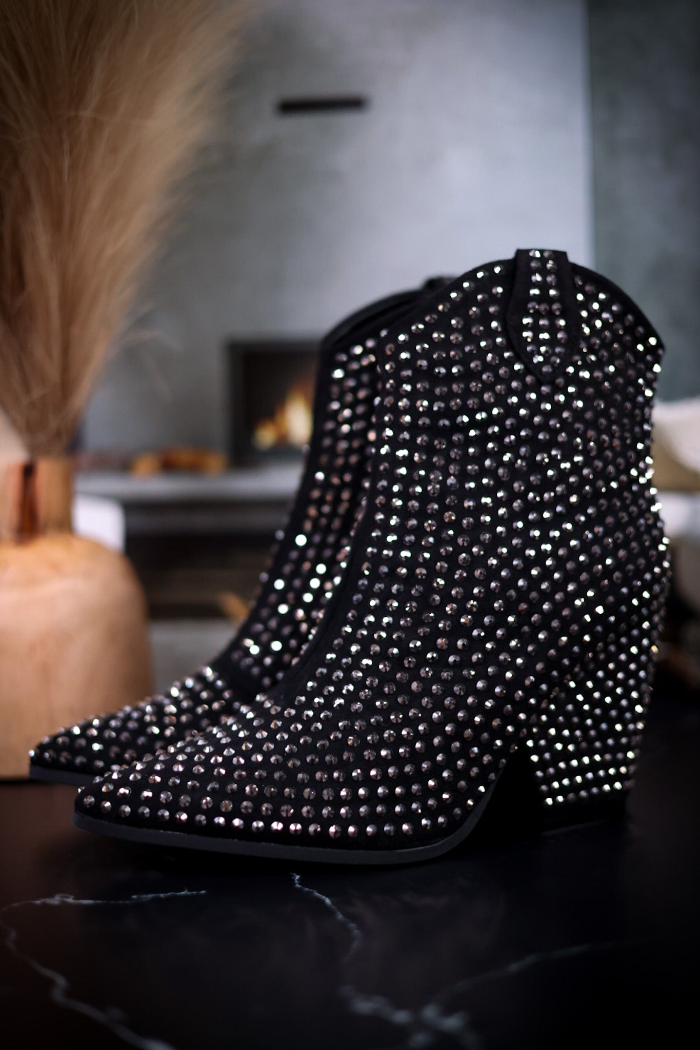 Swagger Black Rhinestone Boots