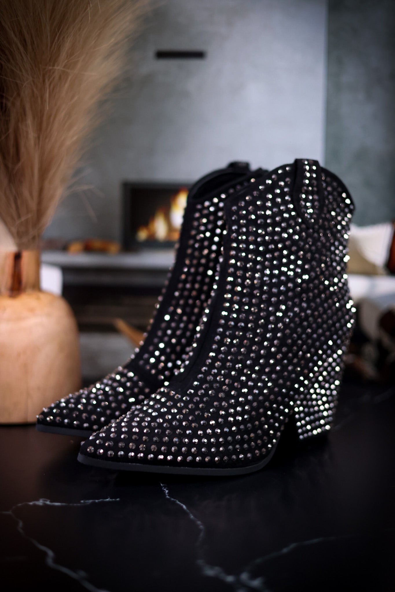 Swagger Black Rhinestone Boots