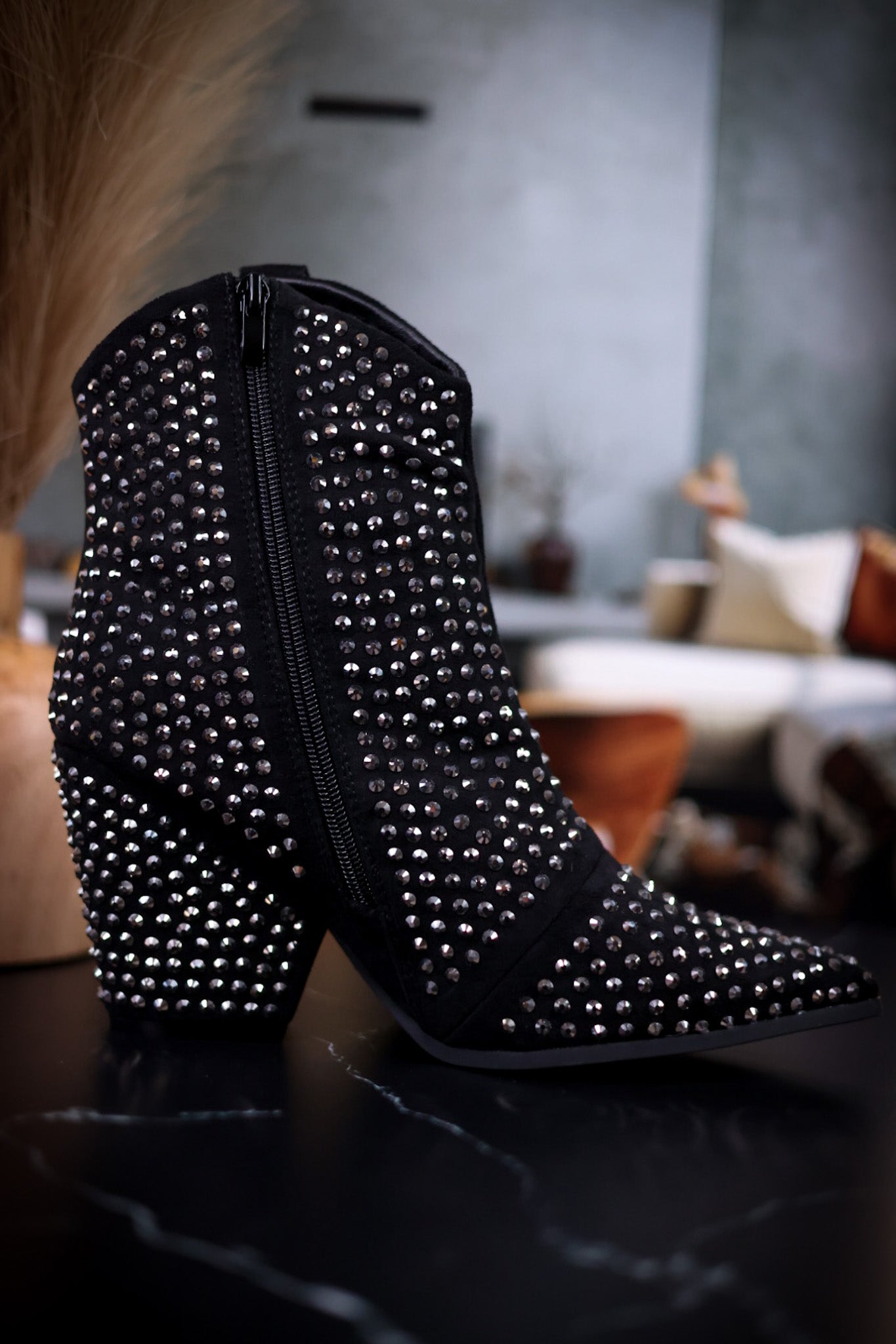 Swagger Black Rhinestone Boots