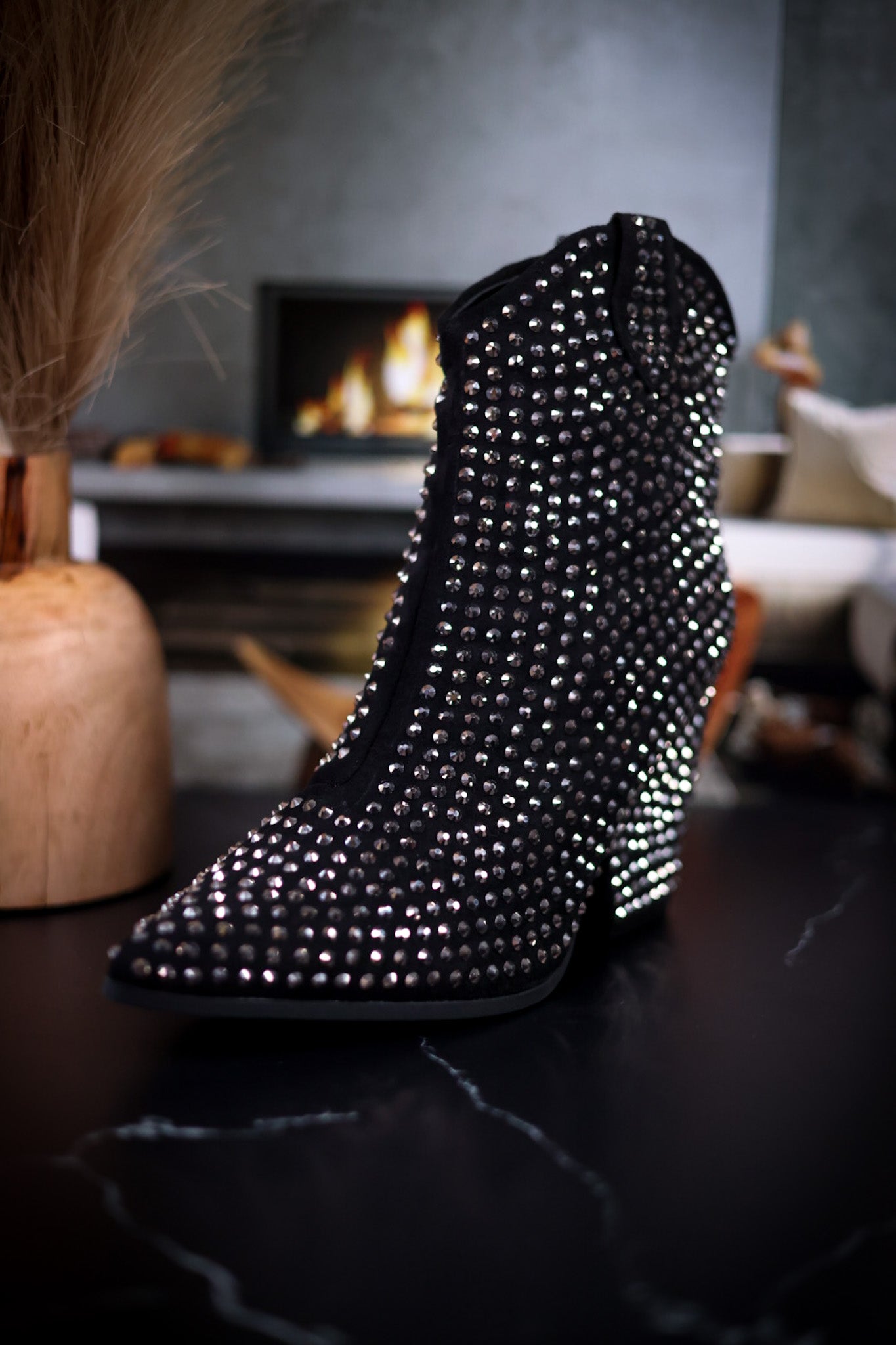 Swagger Black Rhinestone Boots