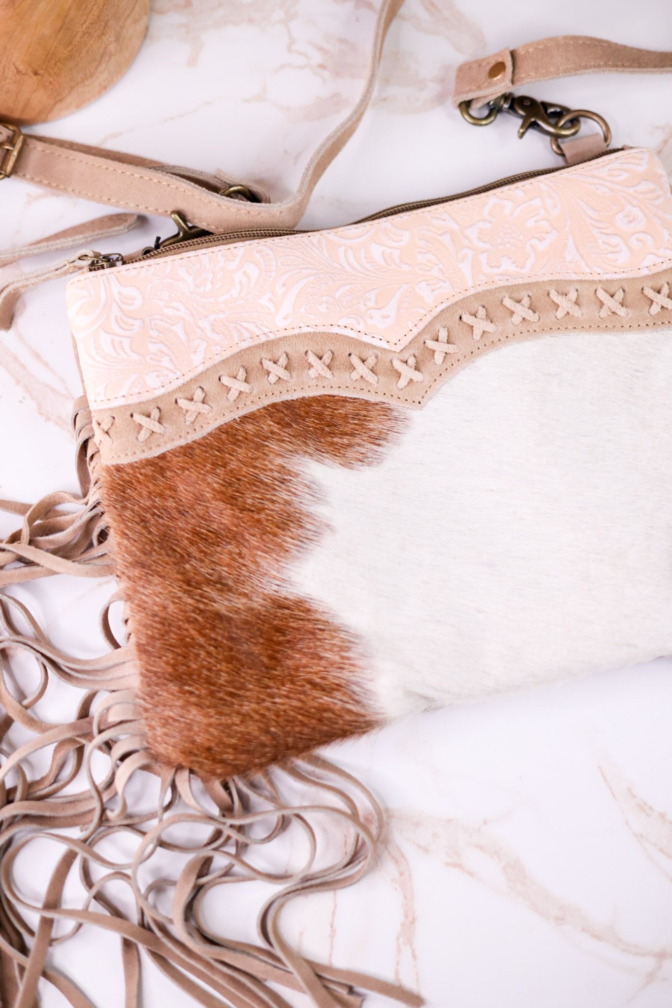 Tan Mesa Rebel Hairon Leather Bag
