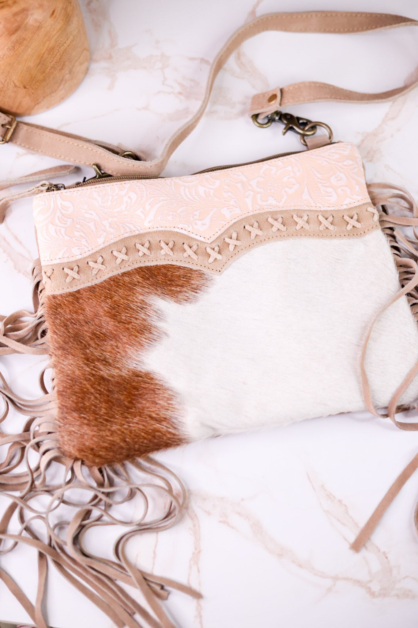 Tan Mesa Rebel Hairon Leather Bag