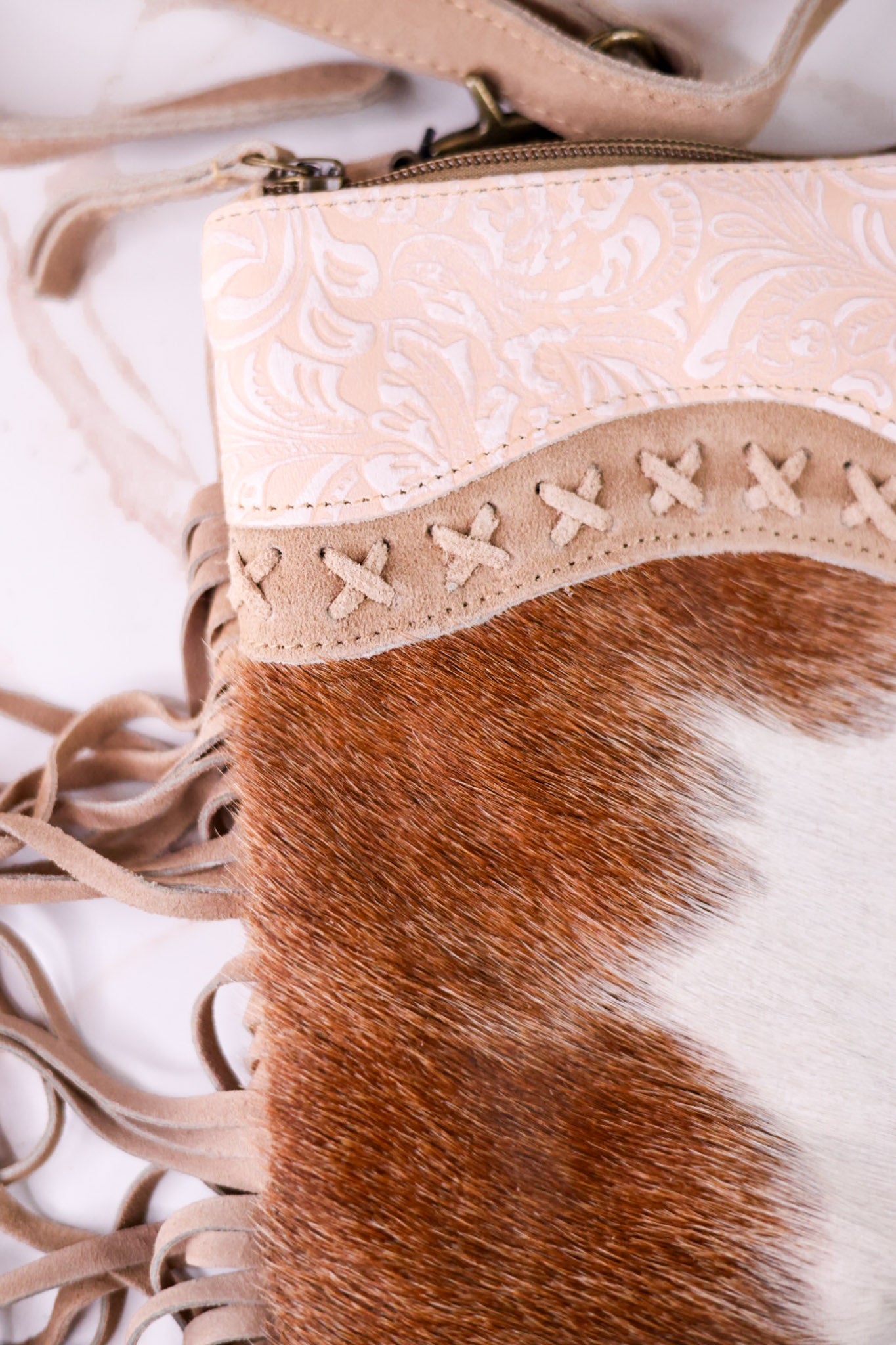 Tan Mesa Rebel Hairon Leather Bag