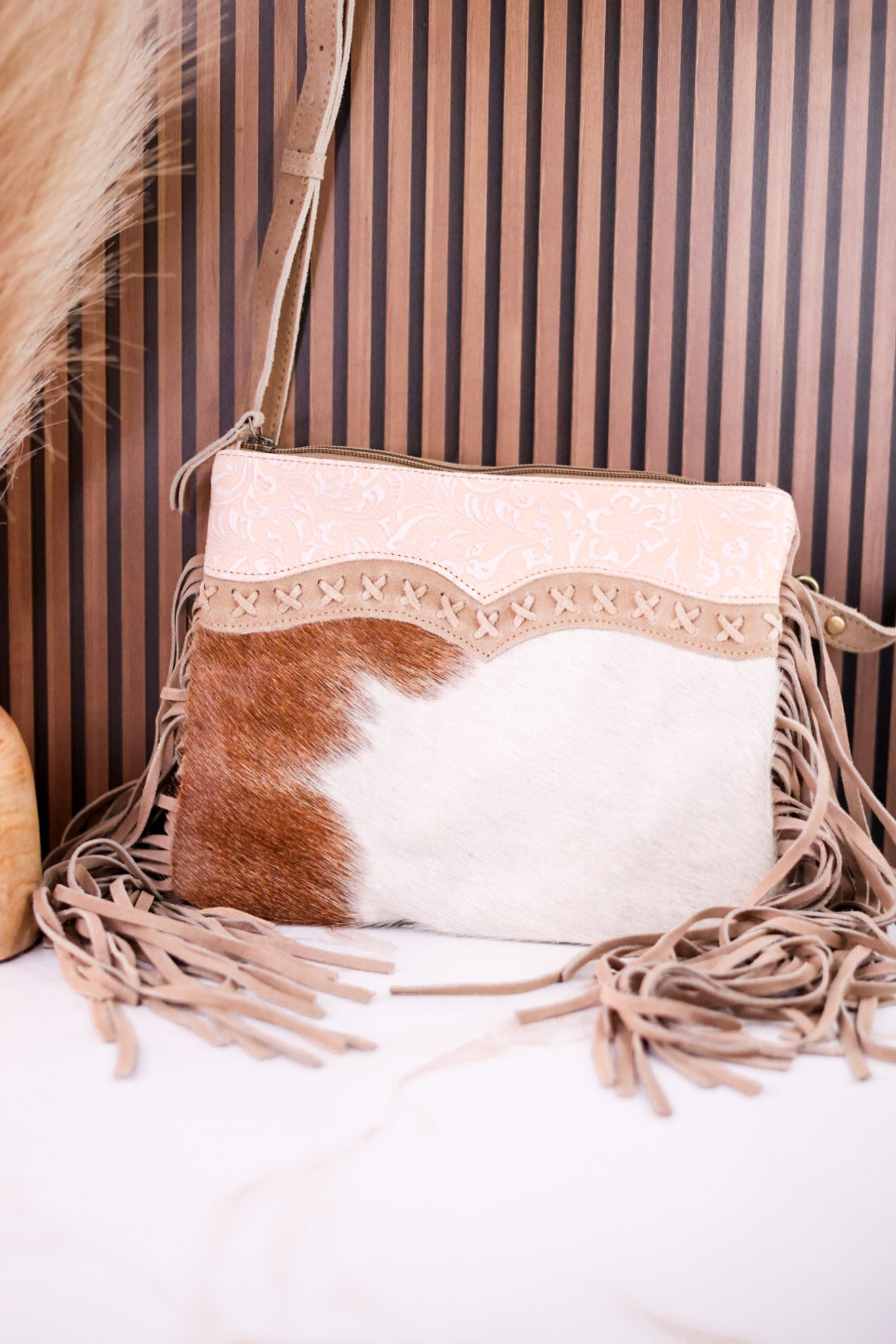 Tan Mesa Rebel Hairon Leather Bag
