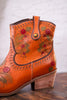 Colorful Floral Embossed Ankle Boots