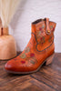 Colorful Floral Embossed Ankle Boots