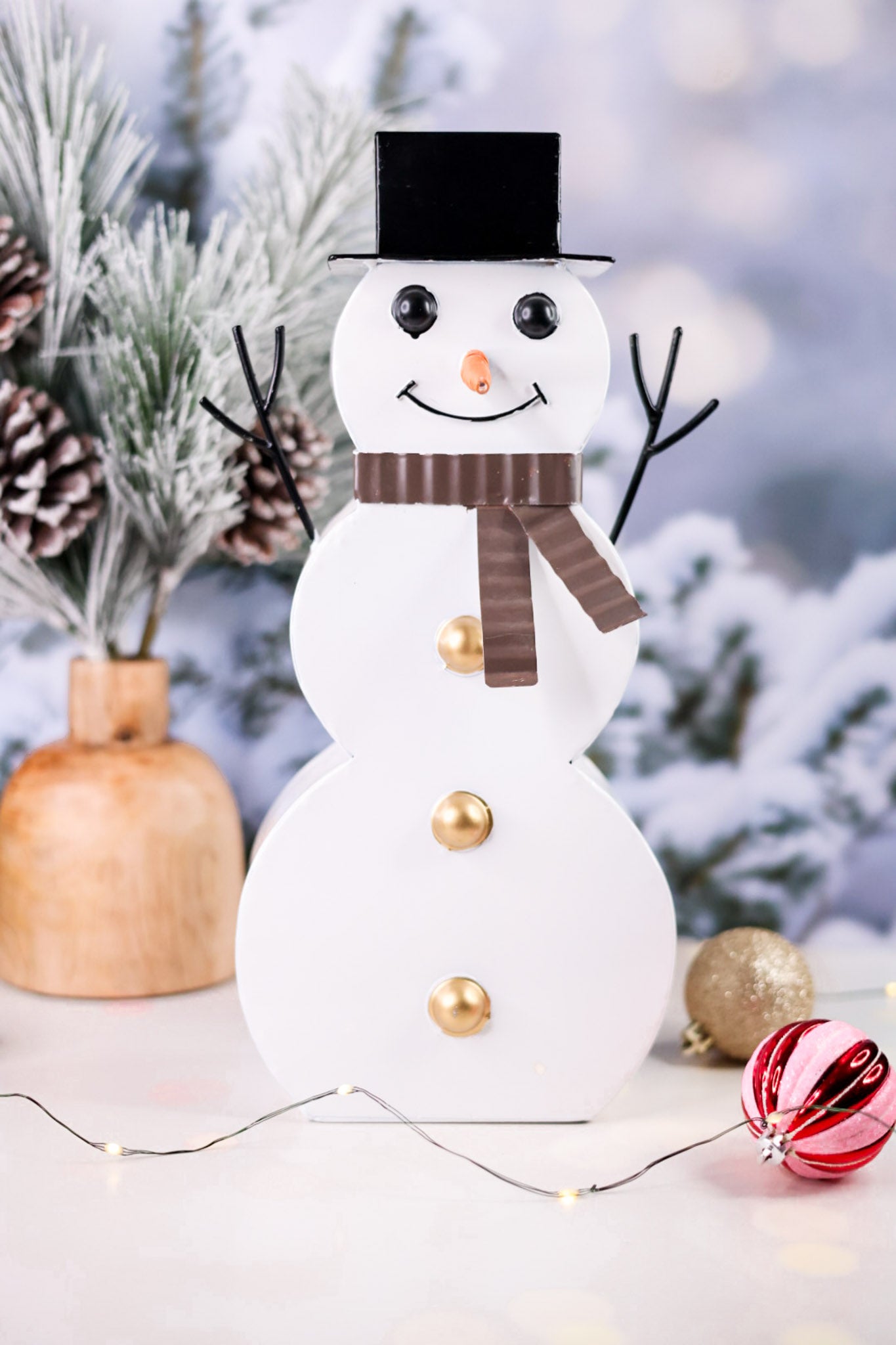Standing Rustic Metal Snowman