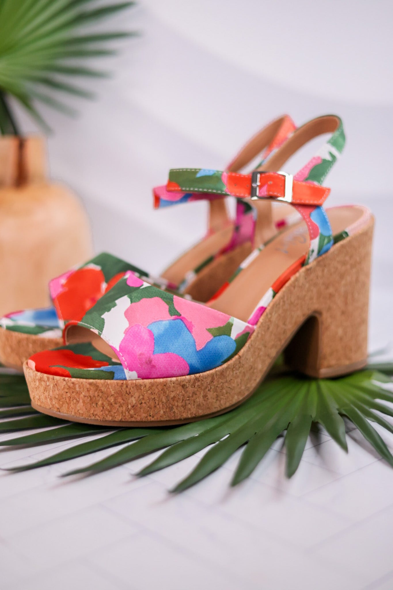 Cheers Floral Cork Heels