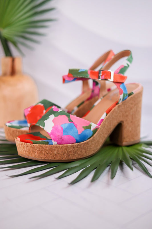 Cheers Floral Cork Heels