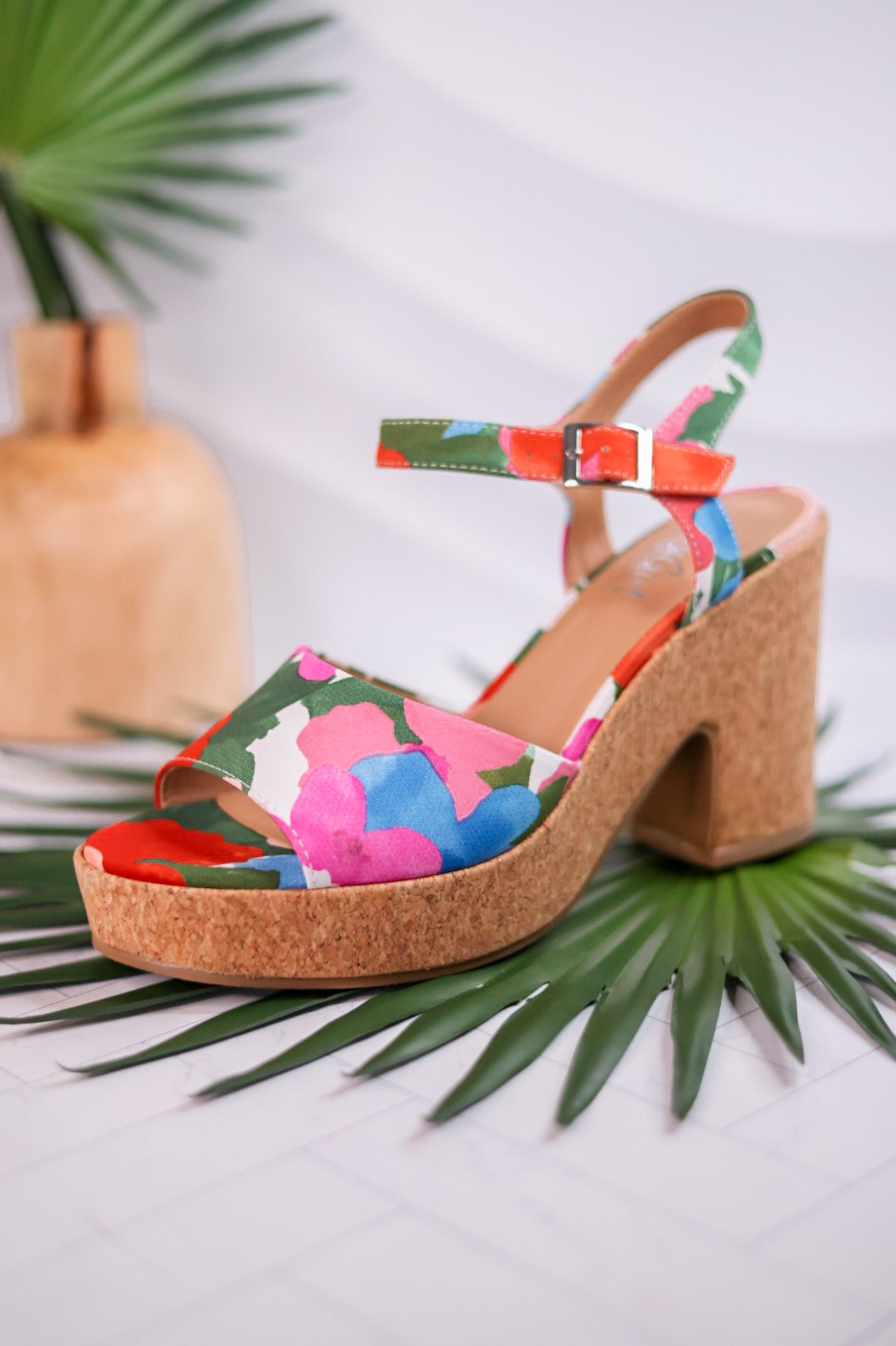 Cheers Floral Cork Heels
