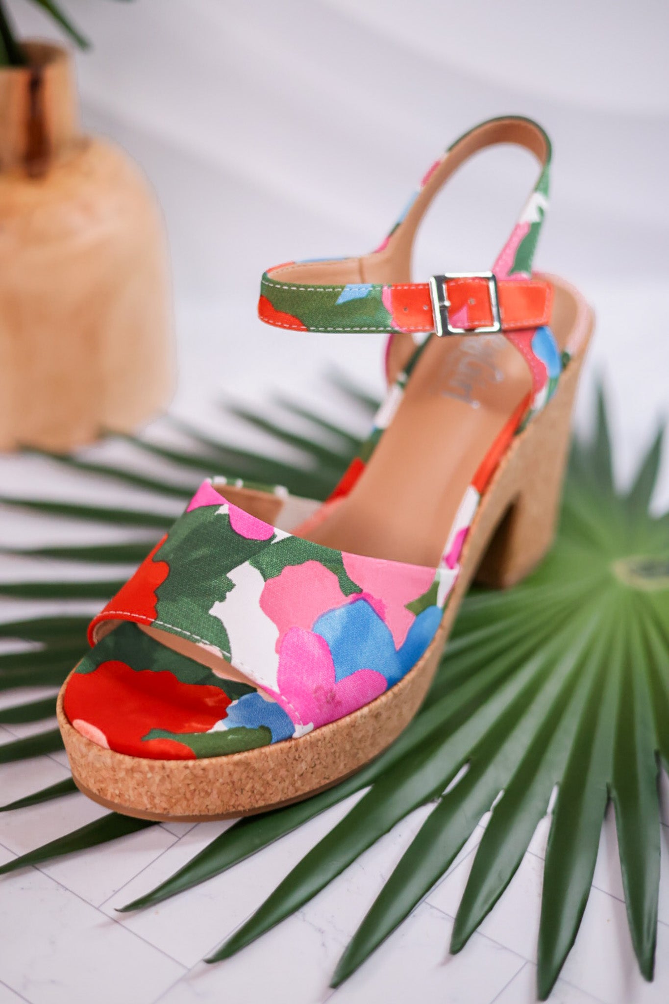 Cheers Floral Cork Heels
