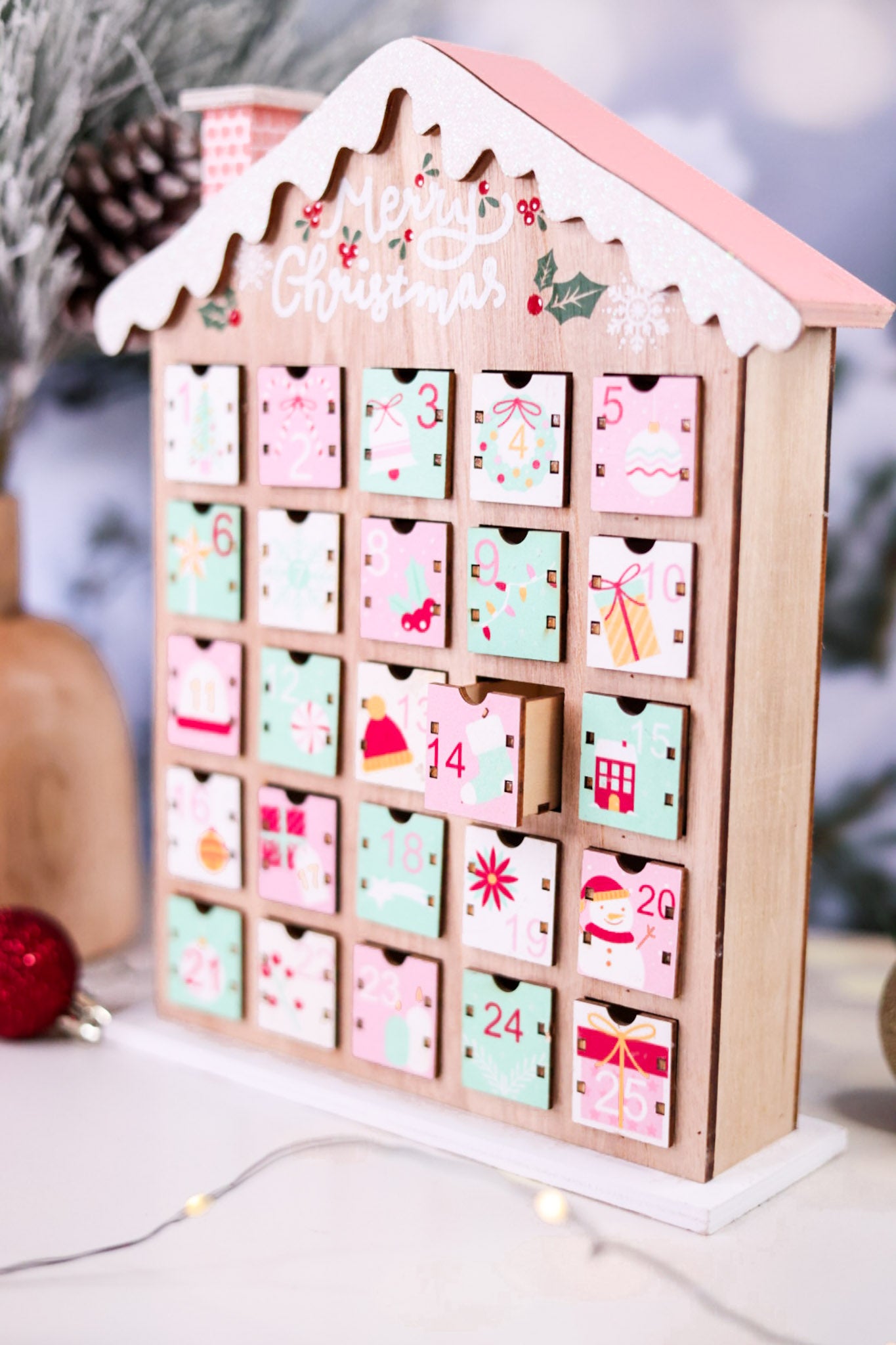 Wooden Christmas Countdown Decorative House