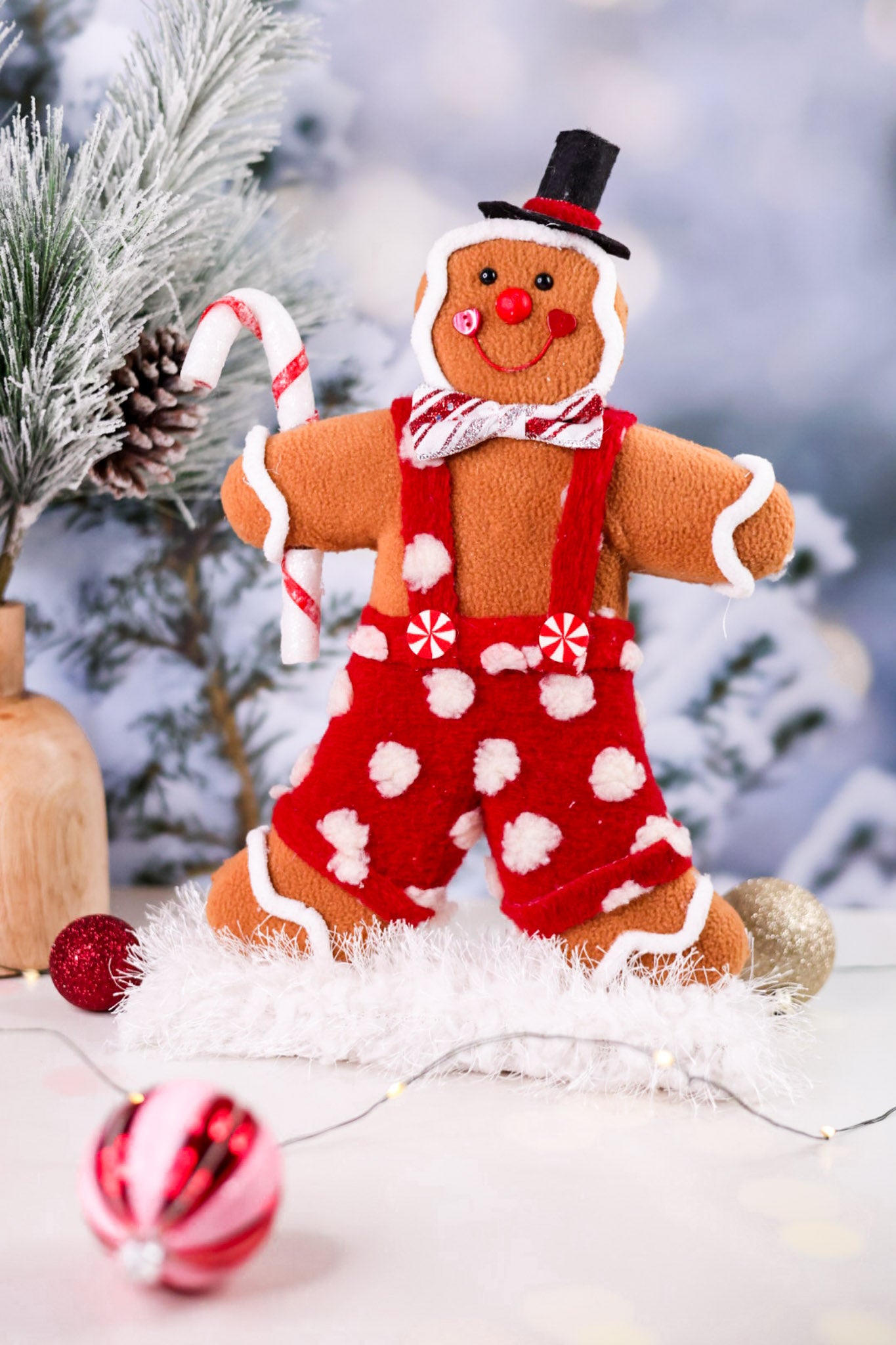 Standing Fabric Gingerbread Man With Top Hat