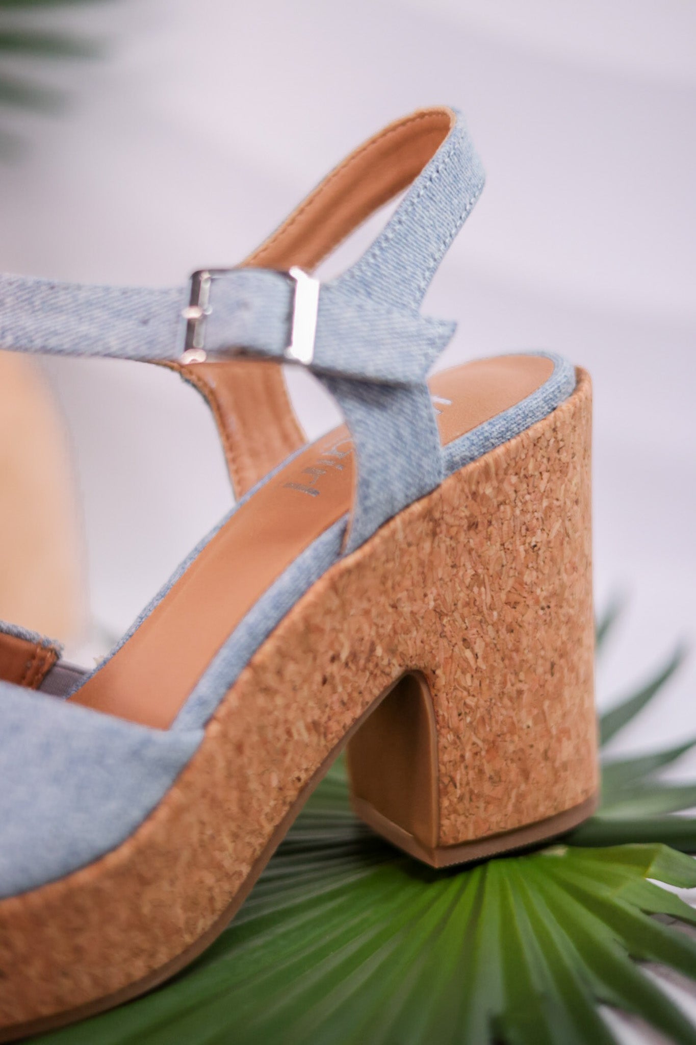 Cheers Blue Denim Cork Heels