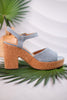 Cheers Blue Denim Cork Heels
