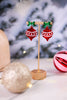 Red Glitter Ornament W/ Bow Christmas Earrings