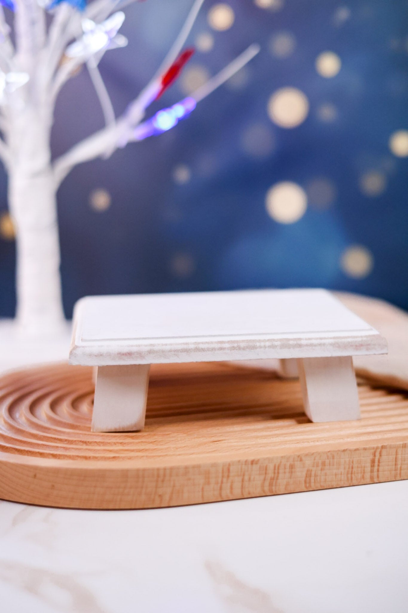 Set of 3 Rustic Red White & Blue Wooden Risers