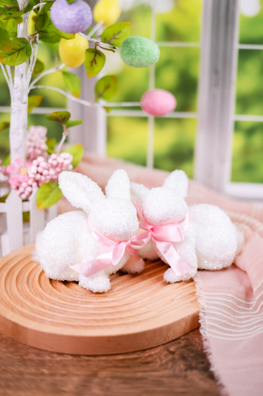 5.5" White Glitter Bunnies (2 Styles)