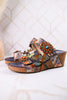Moai Hand-Painted Leather Wedge Sandals