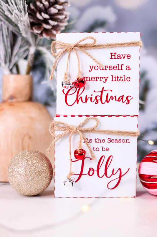 Merry Christmas & Jolly Metal Table Top Decorations