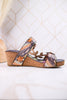 Moai Hand-Painted Leather Wedge Sandals