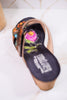 Moai Hand-Painted Leather Wedge Sandals