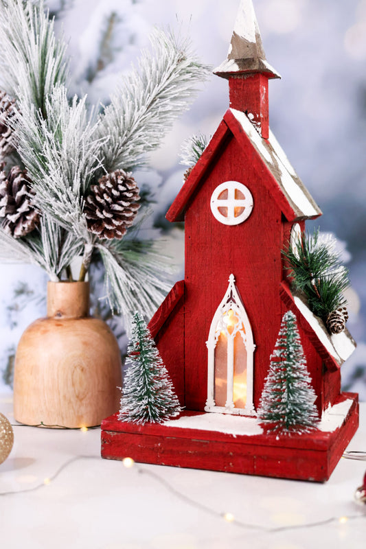 Red Winter Wonderland Church Table Top Decoration