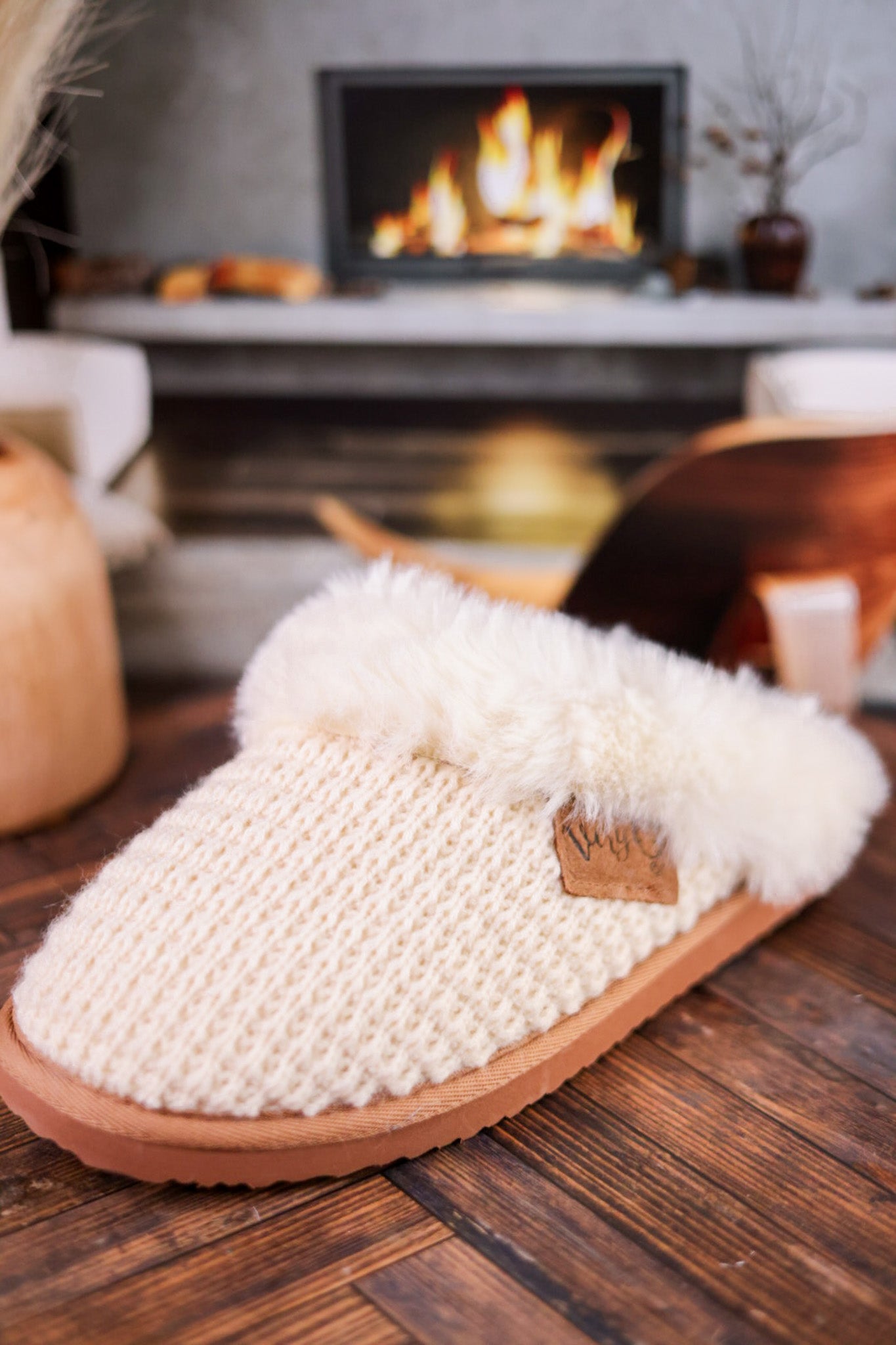 Cream Sweater Slippers