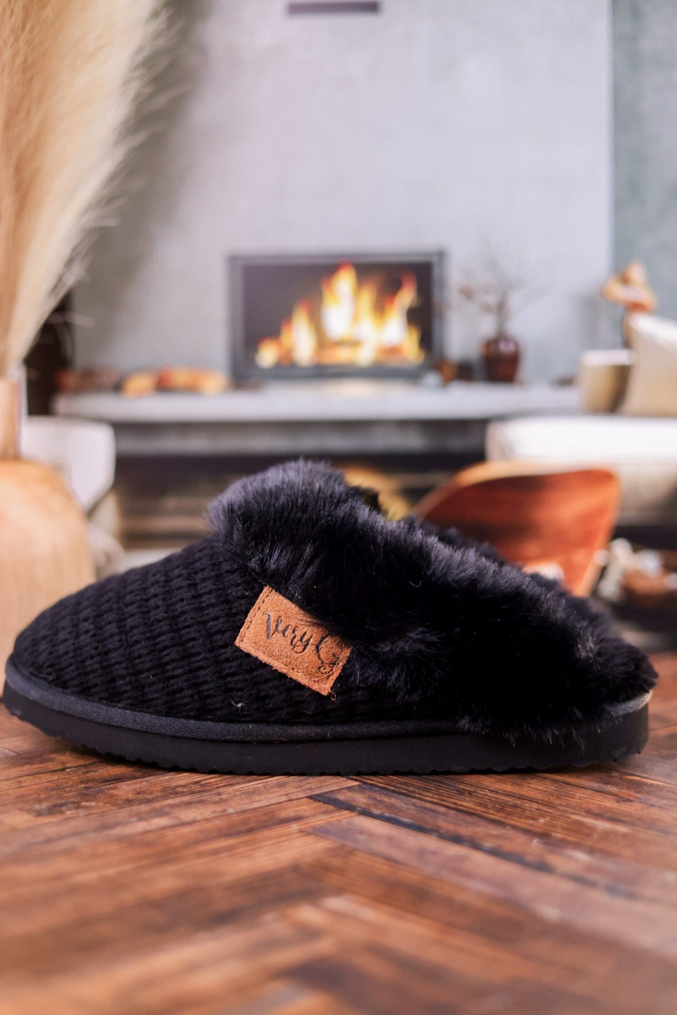 Black Sweater Slippers