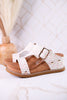 "Noah" White Wedges With Ditzy Pink Floral Print