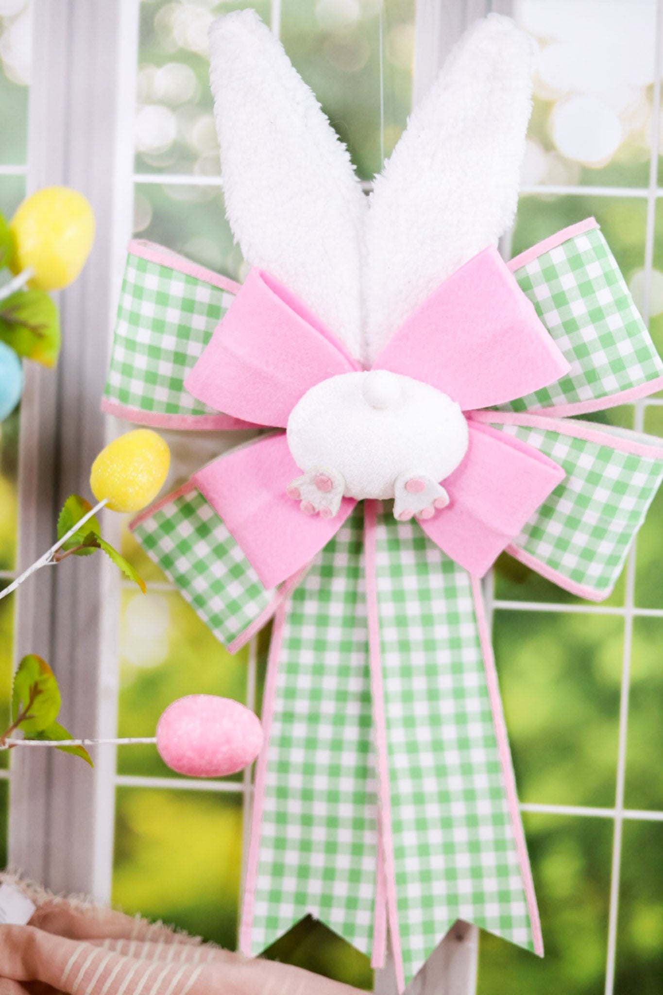 19" Checkered Easter Bunny Bows (2 Colors)